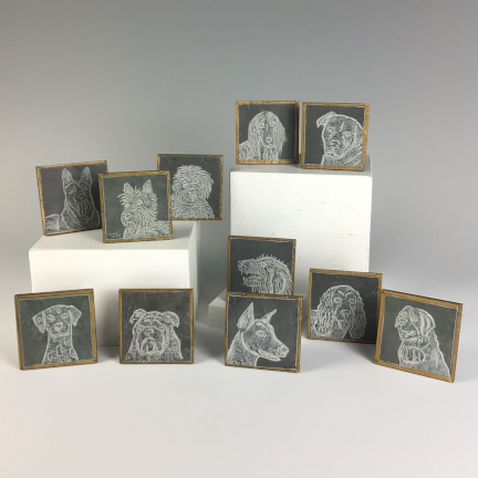 Square Slate Dog Portraits