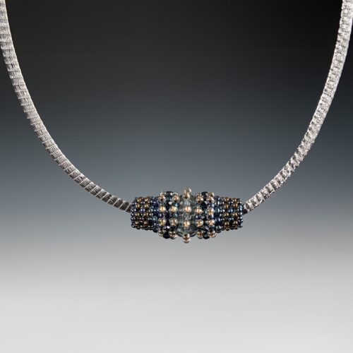 Beaded Barrel Pendant on Woven Cable