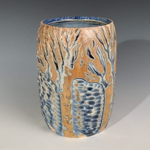 Alternative view of Hand Carved Vessel with Trees