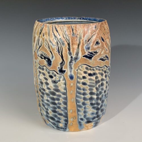 Hand Carved Vessel with Trees