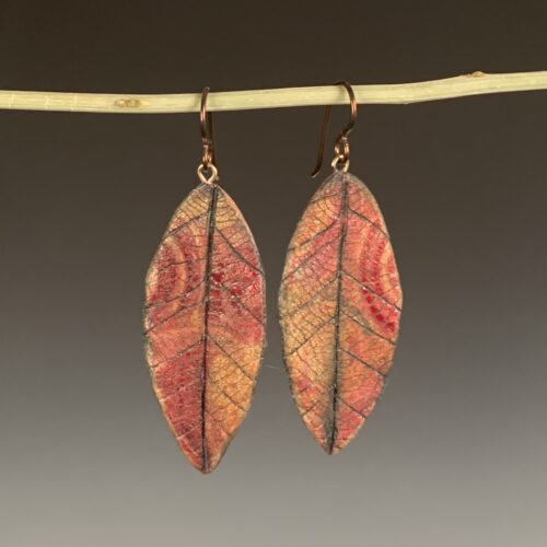 Long Rust Colored Leaf Earrings