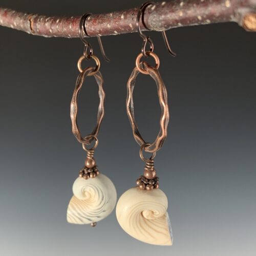 Alternative view of Ivory Shell Earrings with Copper
