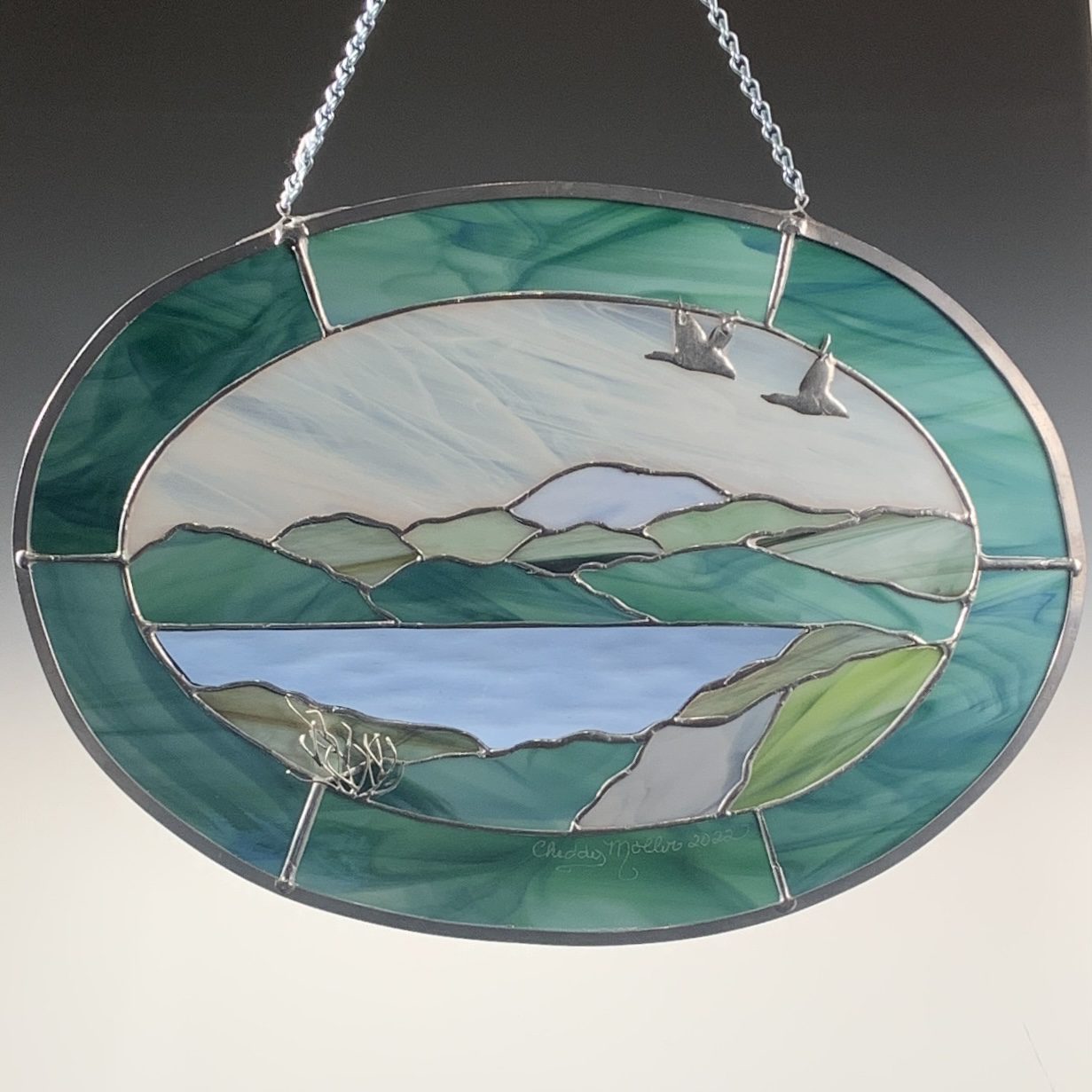 2-Geese Landscape Stained Glass