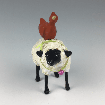 Alternative view of Paper Mache Hen on a Sheep