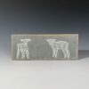 2 Lambs Carved on Slate Tile