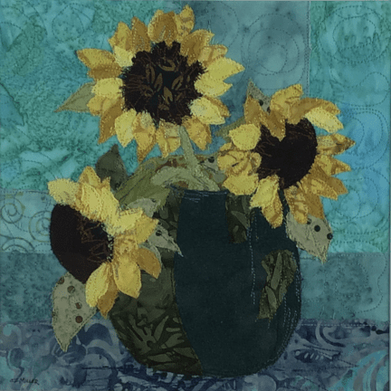 Alternative view of Framed Fabric Collage - "Sunflowers"