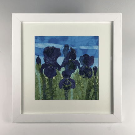 Framed Fabric Collage - "Iris Garden"