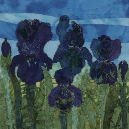 Alternative view of Framed Fabric Collage - "Iris Garden"