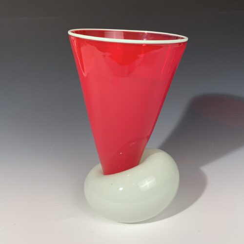 Glass "Pillow" Vase - Red and Tinted White