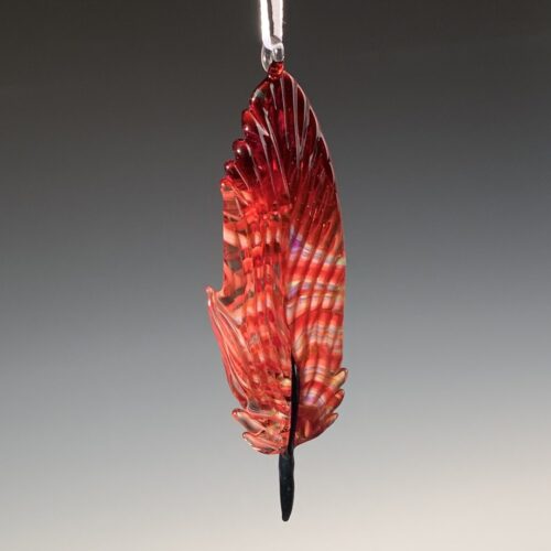 Alternative view of Glass Cardinal Feather Ornament