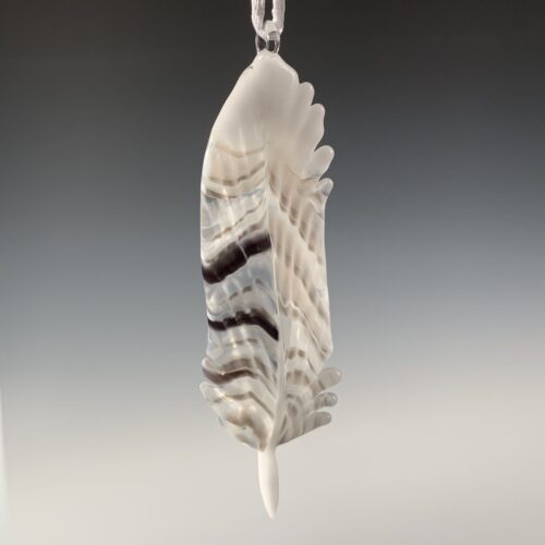 Glass Snowy Owl Feather Ornament