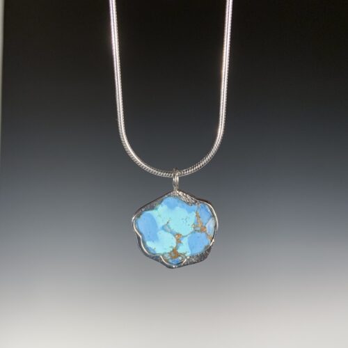 Alternative view of Reversible Lavender Turquoise Textured Pendant