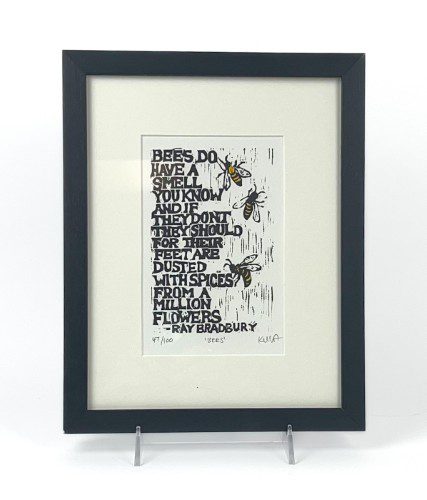 Bees Framed Woodblock Print