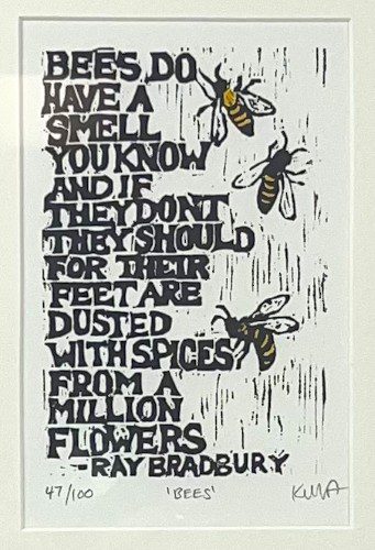Alternative view of Bees Framed Woodblock Print
