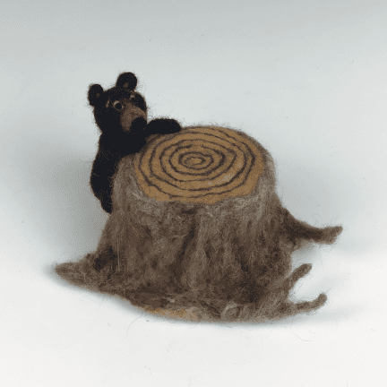 "Stumped Bear Cub" Felted Figure