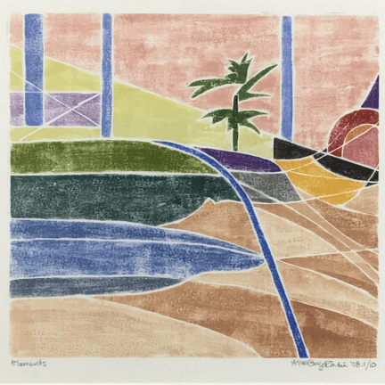 Alternative view of "Elements" White Line Woodcut Print