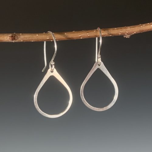Alternative view of Hammered Sterling Teardrop Earrings