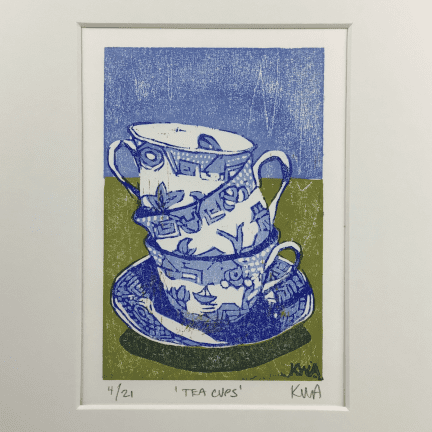 "Tea Cups" Woodblock Print