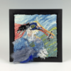 Framed Blue Heron with Fish Rug Hooking