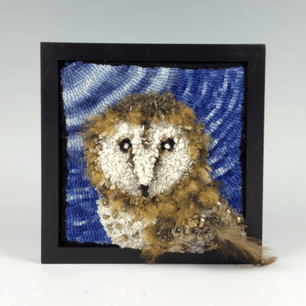 Framed Barn Owl Rug Hooking