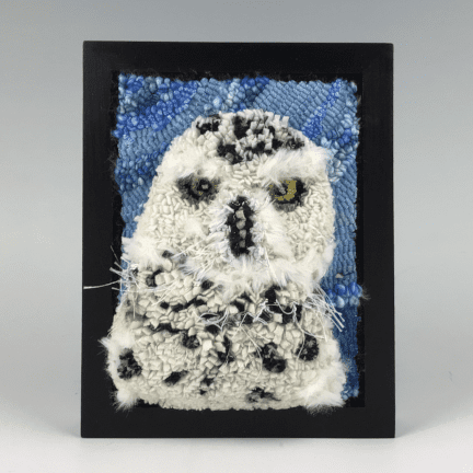 Framed Snowy Owl Rug Hooking