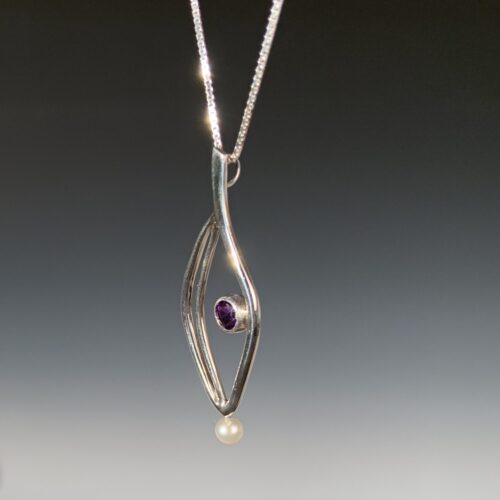 Alternative view of Sterling, Amethyst and Pearl Pendant