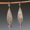 Textured Sterling & Amethyst Drop Earrings