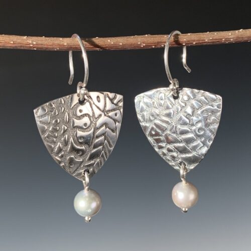 Textured Sterling Earrings with Pearls