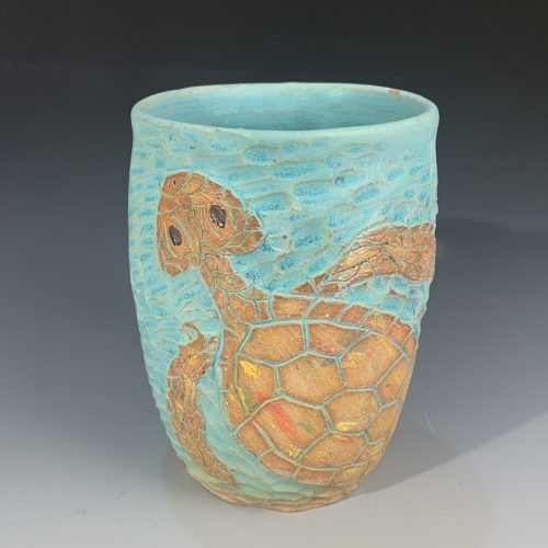 Alternative view of Hand Carved Mug with Sea Turtle