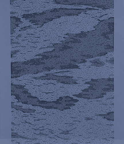 Alternative view of "Blue I" Hand Cut Paper Collage