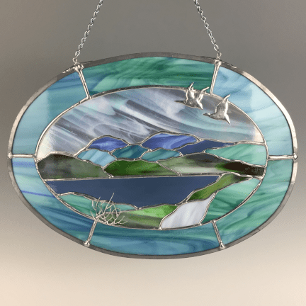 Oval Mountain Stained Glass