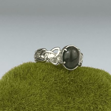 Alternative view of Trinity Knot & Opal Ring