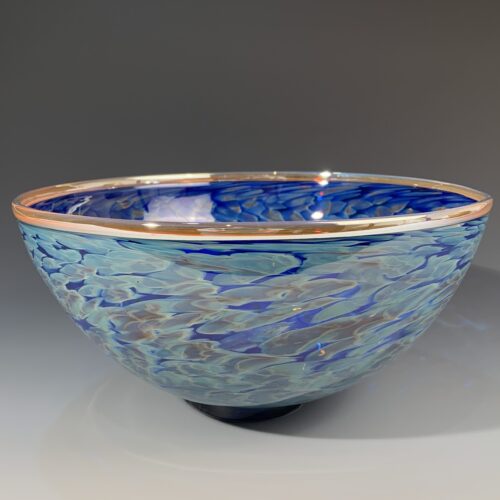 Teal & Cobalt Blue Glass Bowl