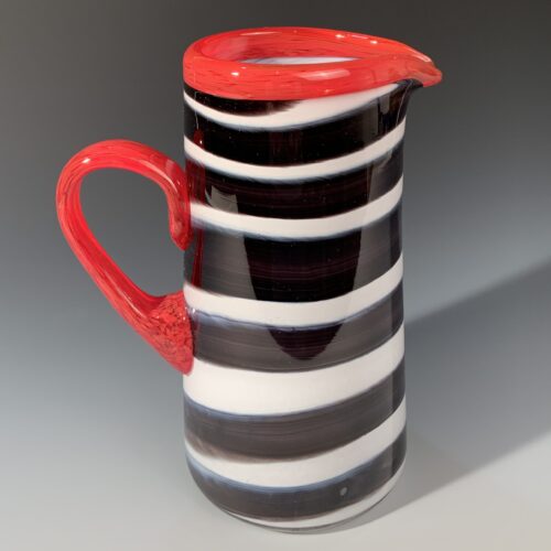 Red, Black & White Glass Pitcher