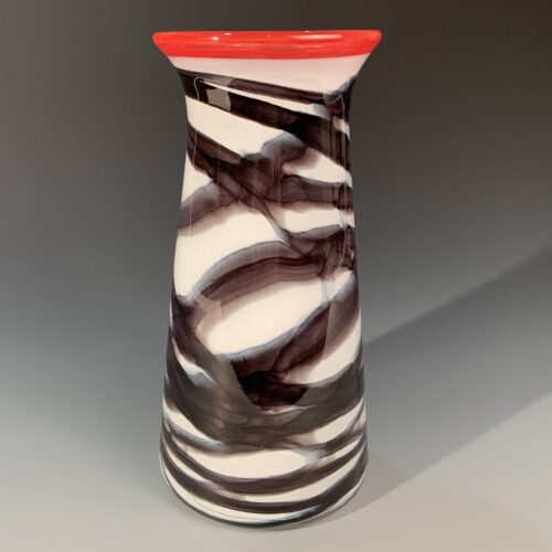 Red, Black & White Glass Vase