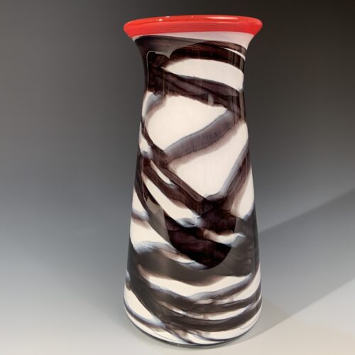 Alternative view of Red, Black & White Glass Vase