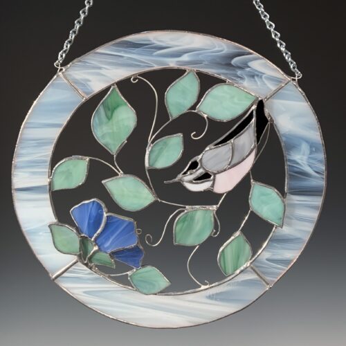 Nuthatch and Blossom Stained Glass