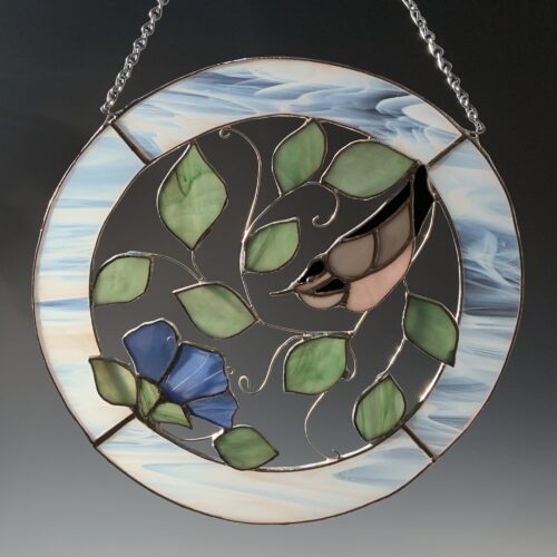 Alternative view of Nuthatch and Blossom Stained Glass