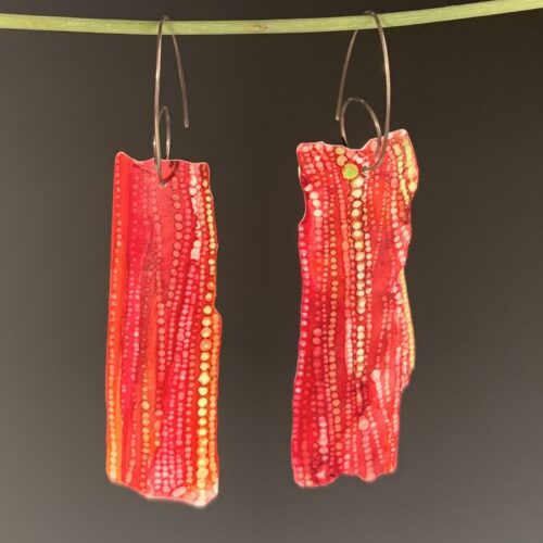 Hand-Drawn Red Fizz Earrings