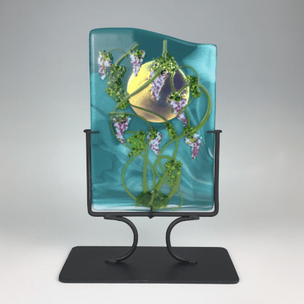 Wisteria & Moon Fused Glass Panel