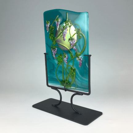 Alternative view of Wisteria & Moon Fused Glass Panel