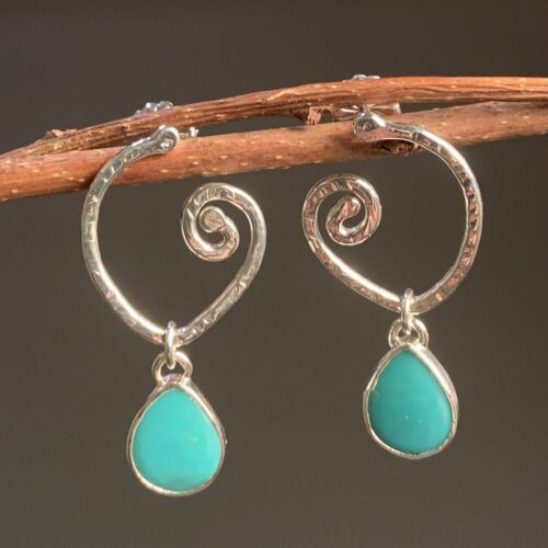 Turquoise Fiddlehead Post Earrings