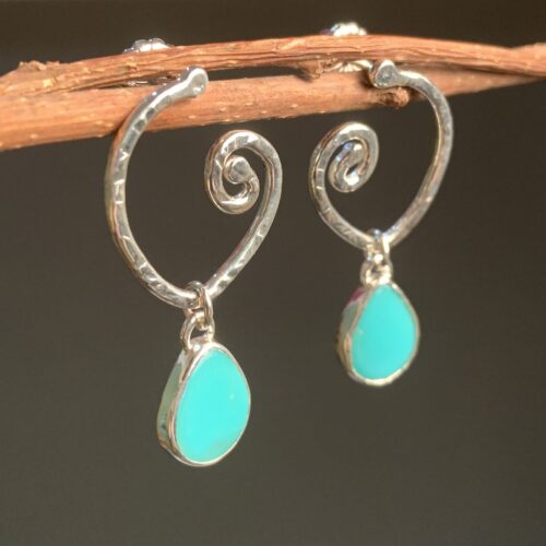 Alternative view of Turquoise Fiddlehead Post Earrings