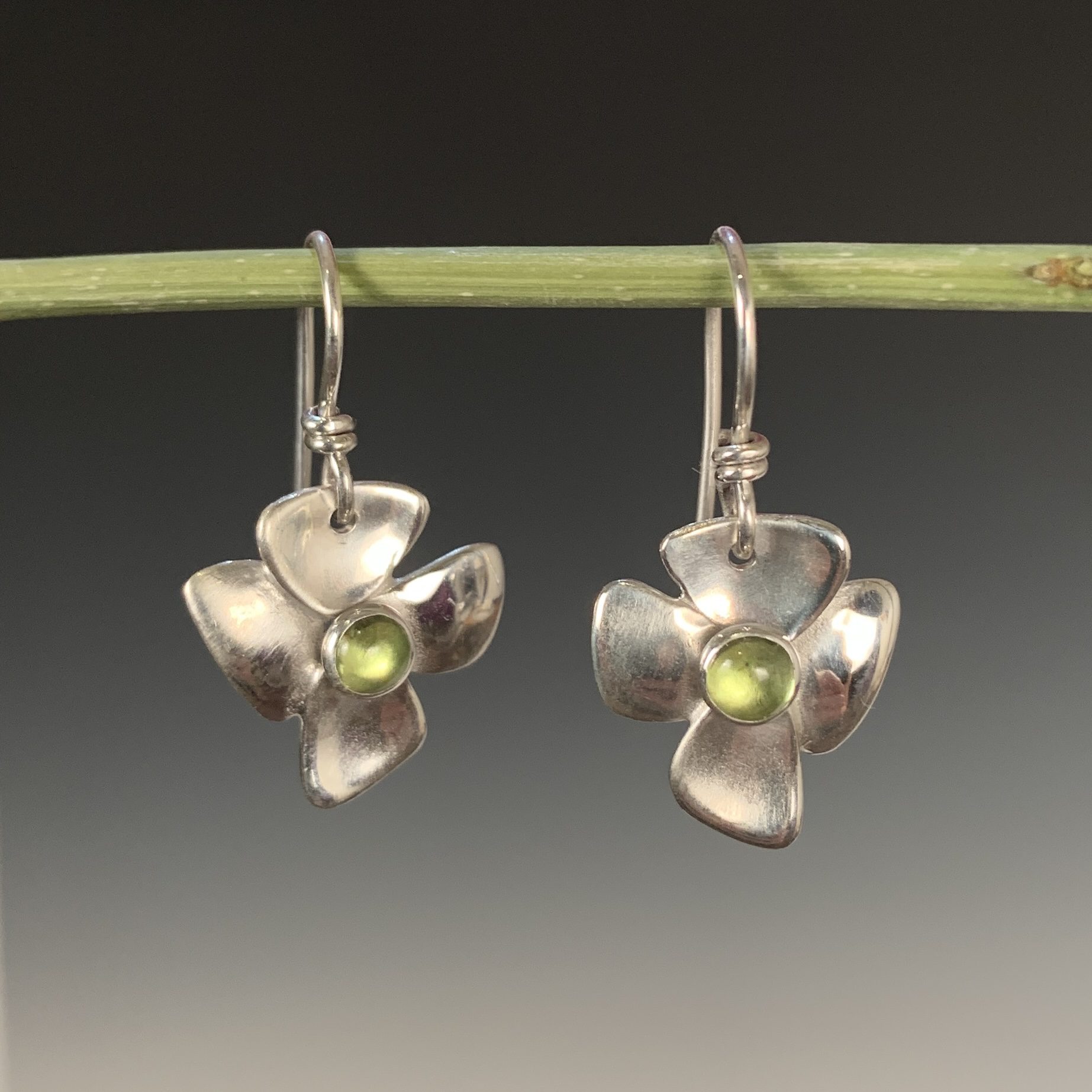 Peridot Flower Earrings