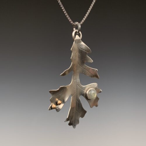 Alternative view of Oak Leaf Pendant with Gray Moonstone