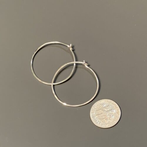 Alternative view of Thin Silver Hoops