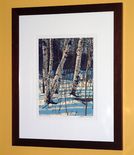 Alternative view of "White Birch Shadows" Serigraph Print