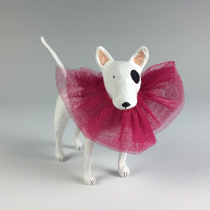 Paper Mache Bull Terrier with Tutu
