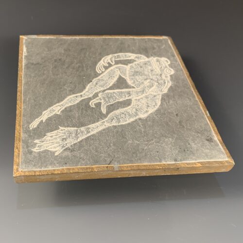 Alternative view of Frog Carved on Slate Tile