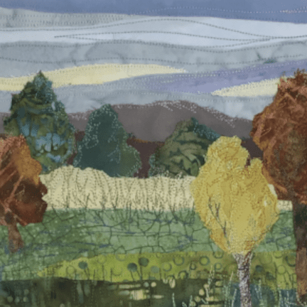 Alternative view of Framed Fabric Collage - "New England Fall"